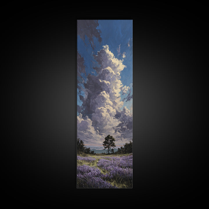 Bees Circling Lavender Blossoms Canvas Print, Nature Art, Wood Wall Art, Living Room Decor, Nature, Digital Download Art, NAT-1x3-11