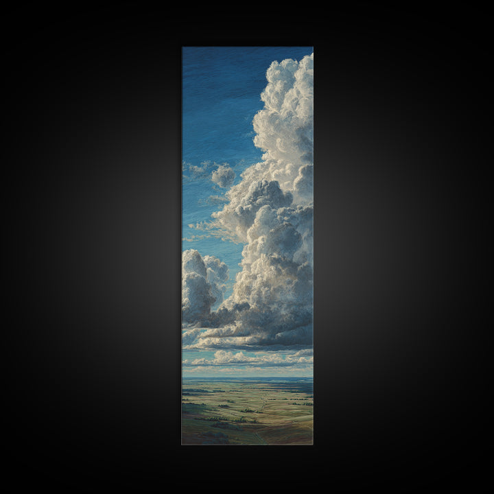 Storm Clouds over a Rolling Prairie Canvas Print, Nature Art, Landscape Art, Living Room Decor, Fine Art, Nature, Boho Decor, NAT-1x3-2