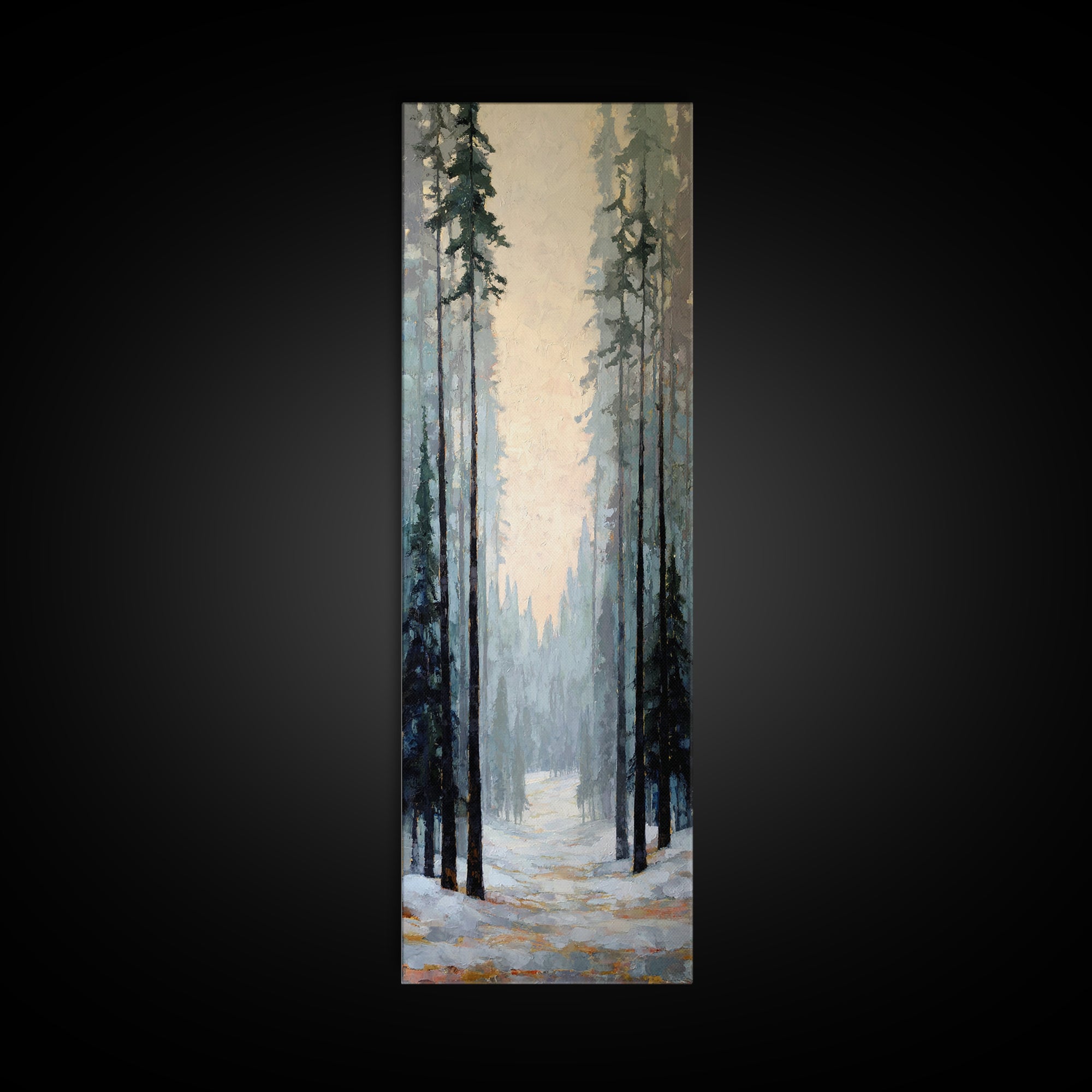 Fox Crossing a Snowy Forest Clearing Canvas Print, Nature Art, Moss Art, Living Room Decor, Oil Painting, Nature, NAT-1x3-22
