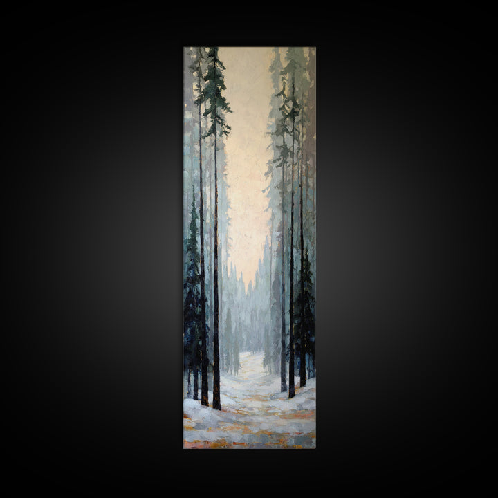 Fox Crossing a Snowy Forest Clearing Canvas Print, Nature Art, Moss Art, Living Room Decor, Oil Painting, Nature, NAT-1x3-22