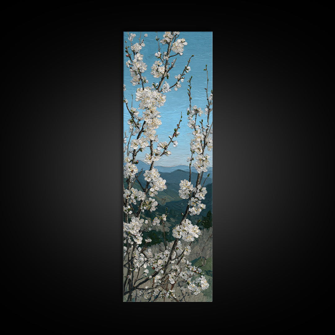 Spring Cherry Blossoms Framed Canvas Print, Nature Art, Home Decor, Living Room Decor, Fine Art, Nature, Abstract Wall Art, NAT-1x3-52