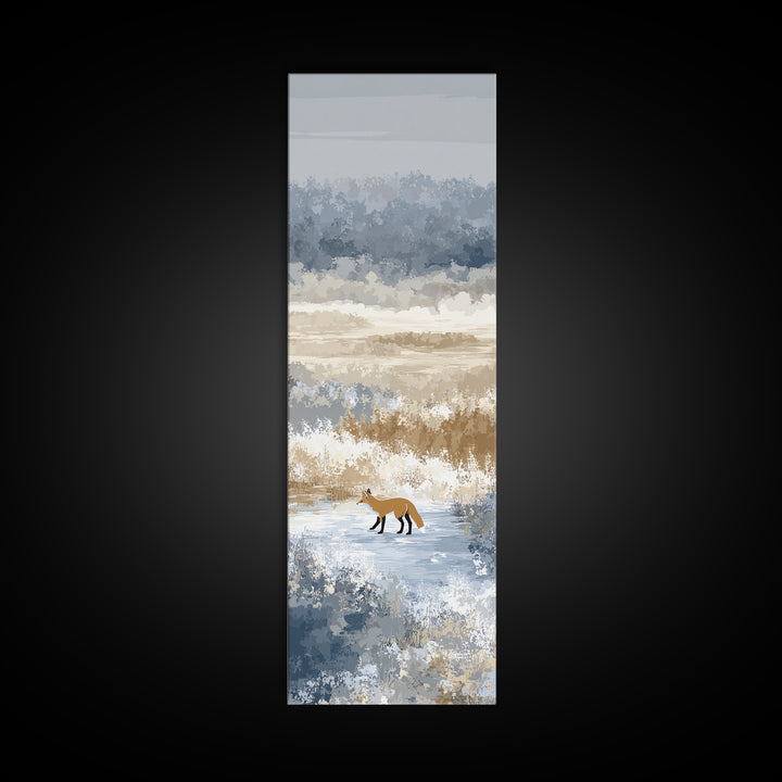 Fox Crossing a Snowy Forest Clearing Framed Canvas Print, Nature Art, Nature Wall Art, Living Room Decor, Fine Art, Nature, NAT-1x3-70