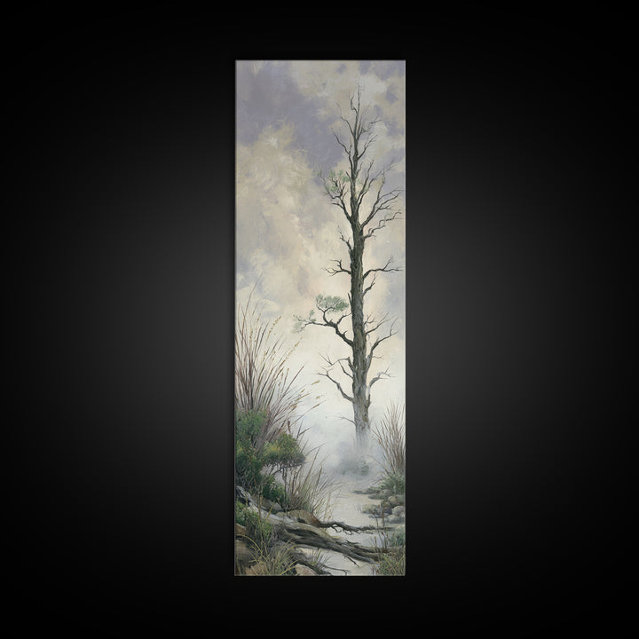Tree of Life Framed Canvas Print, Nature Art, Mountain Wall Art, Living Room Decor, Oil Painting, Nature, Fine Art Print, NAT-1x3-75