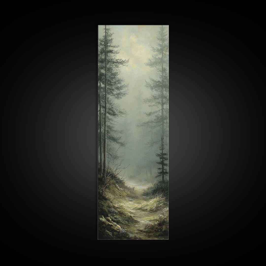 Sunlit Forest Path Canvas Print, Nature Art, Poster, Living Room Decor, Fine Art, Nature, Abstract Wall Art, 3d Wall Art, NAT-1x3-85