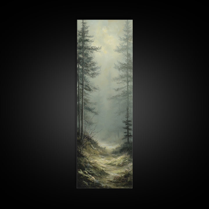 Sunlit Forest Path Canvas Print, Nature Art, Poster, Living Room Decor, Fine Art, Nature, Abstract Wall Art, 3d Wall Art, NAT-1x3-85