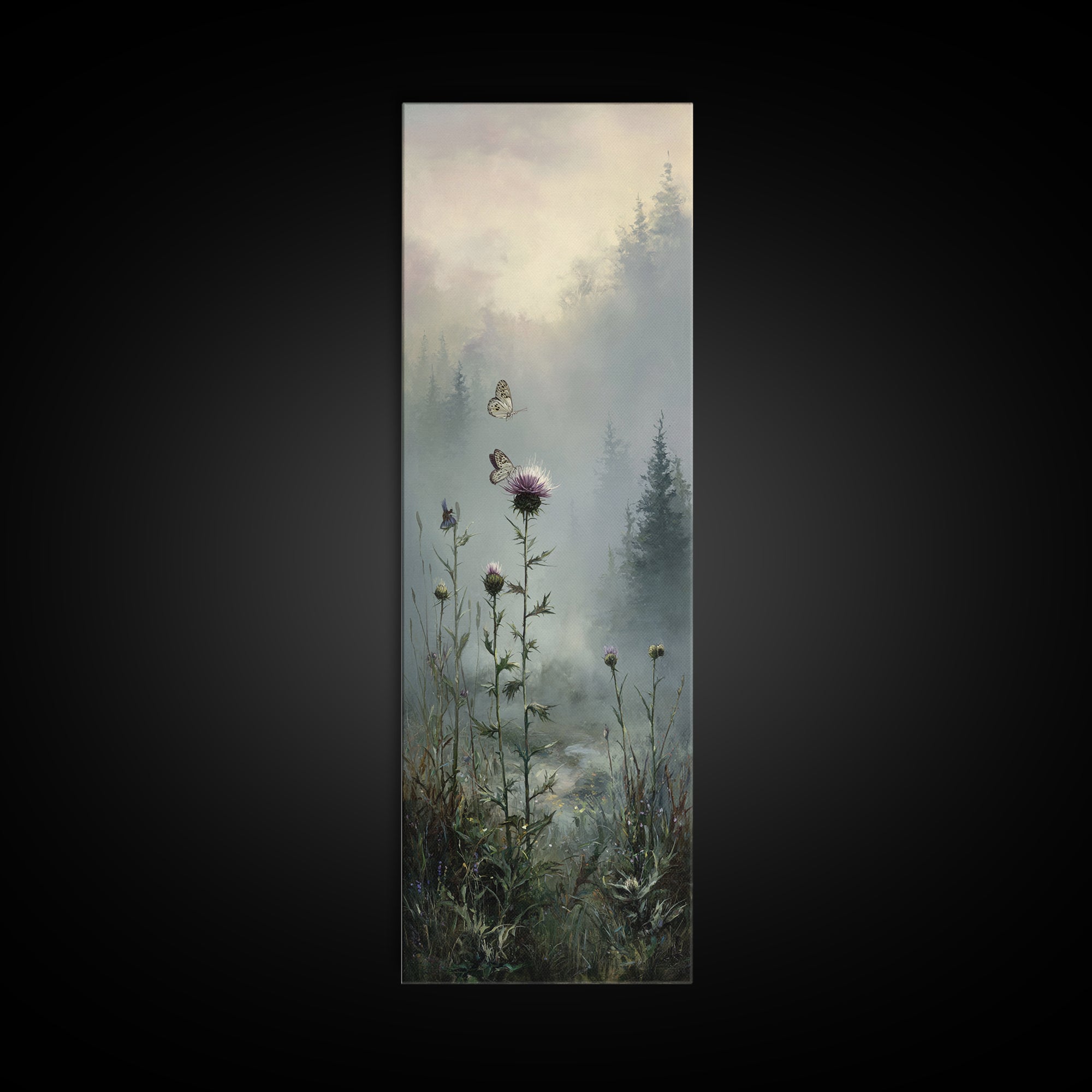 Butterfly Resting on a Blooming Thistle Canvas Print, Nature Art, 3d Wall Art, Living Room Decor, Nature, Nature Wall Art, NAT-1x3-88