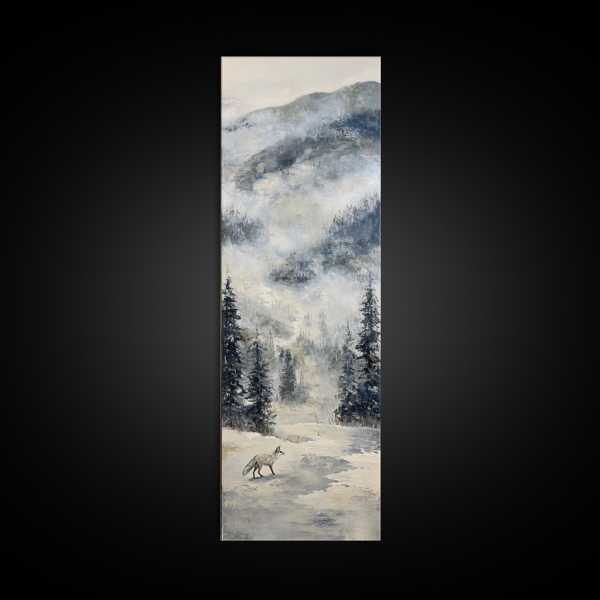Fox Crossing a Snowy Forest Clearing Canvas Print, Nature Art, Fine Art Print, Living Room Decor, Fine Art, Nature, Poster, NAT-1x3-94
