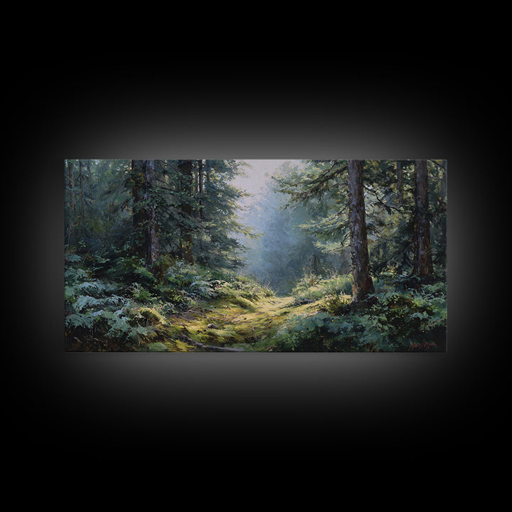 Sunlit Forest Path Canvas Print, Nature Art, Wall Art, Living Room Decor, Fine Art, Nature, Wood Wall Art, Abstract Wall Art, NAT-2x1-21