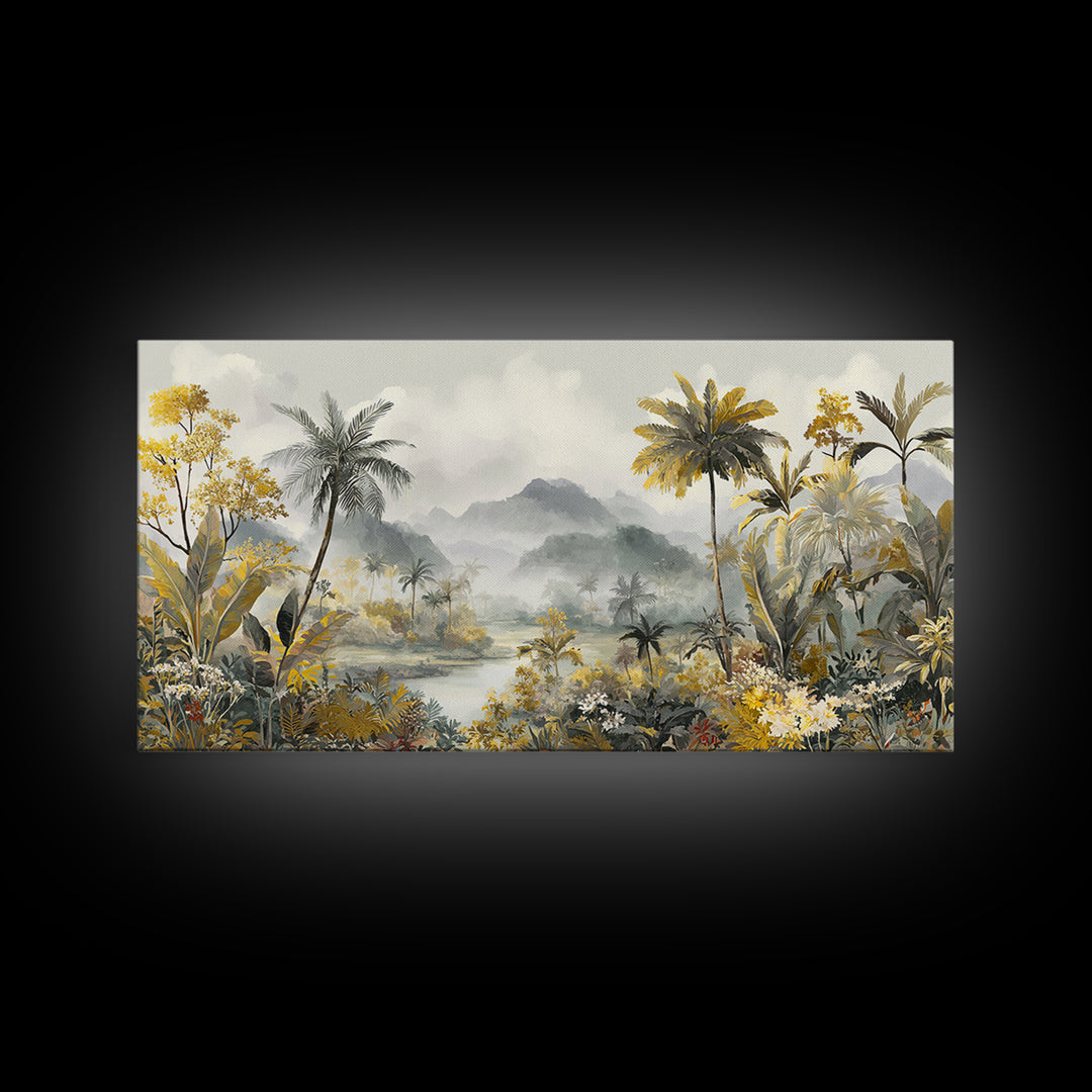 Tropical Jungle Leaves Canvas Print, Nature Art, Contemporary Art, Living Room Decor, Nature, Framed Art, Wood Wall Art, NAT-2x1-41