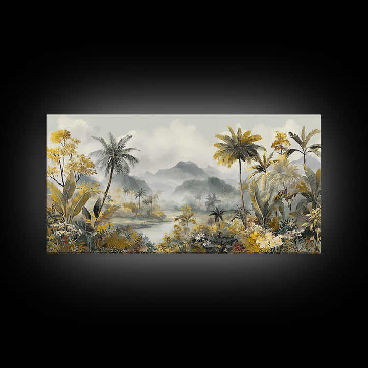 Tropical Jungle Leaves Canvas Print, Nature Art, Contemporary Art, Living Room Decor, Nature, Framed Art, Wood Wall Art, NAT-2x1-41