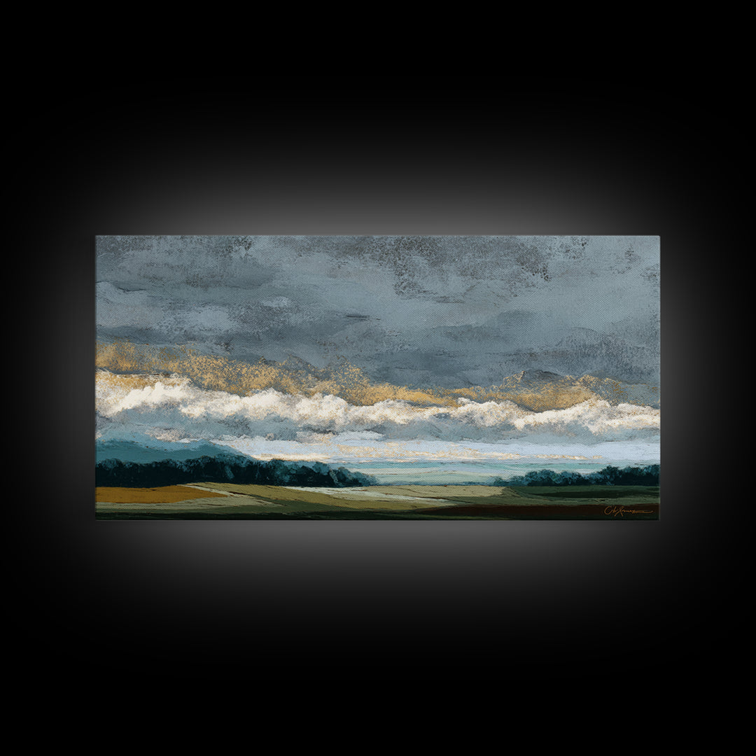 Storm Clouds over a Rolling Prairie Canvas Print, Nature Art, Wall Art, Living Room Decor, Fine Art, Nature, Wood Wall Art, NAT-2x1-58