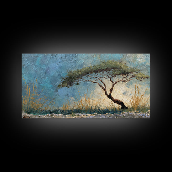 Tree of Life Framed Canvas Print, Nature Art, Living Room Decor, Oil Painting, Nature, Framed Art, Wood Wall Art, NAT-2x1-83