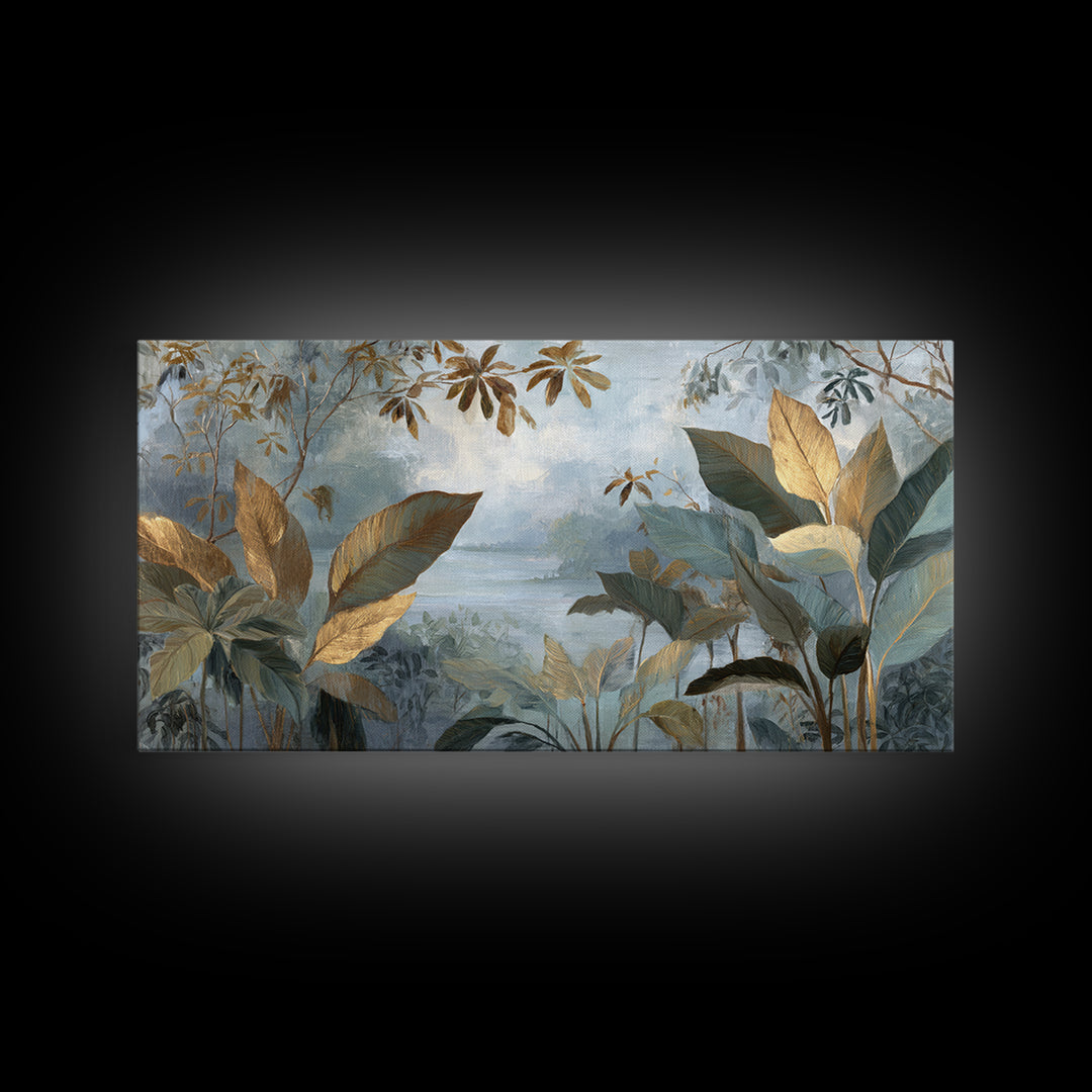 Tropical Jungle Leaves Canvas Print, Nature Art, Artwork, Living Room Decor, Fine Art, Nature, Landscape Art, Botanical Art, NAT-2x1-89