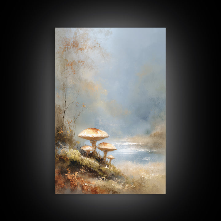 Mushroom Cluster in Enchanted Woodland Canvas Print, Nature Art, Minimalist Decor, Living Room Decor, Fine Art, Nature, NAT-2x3-39