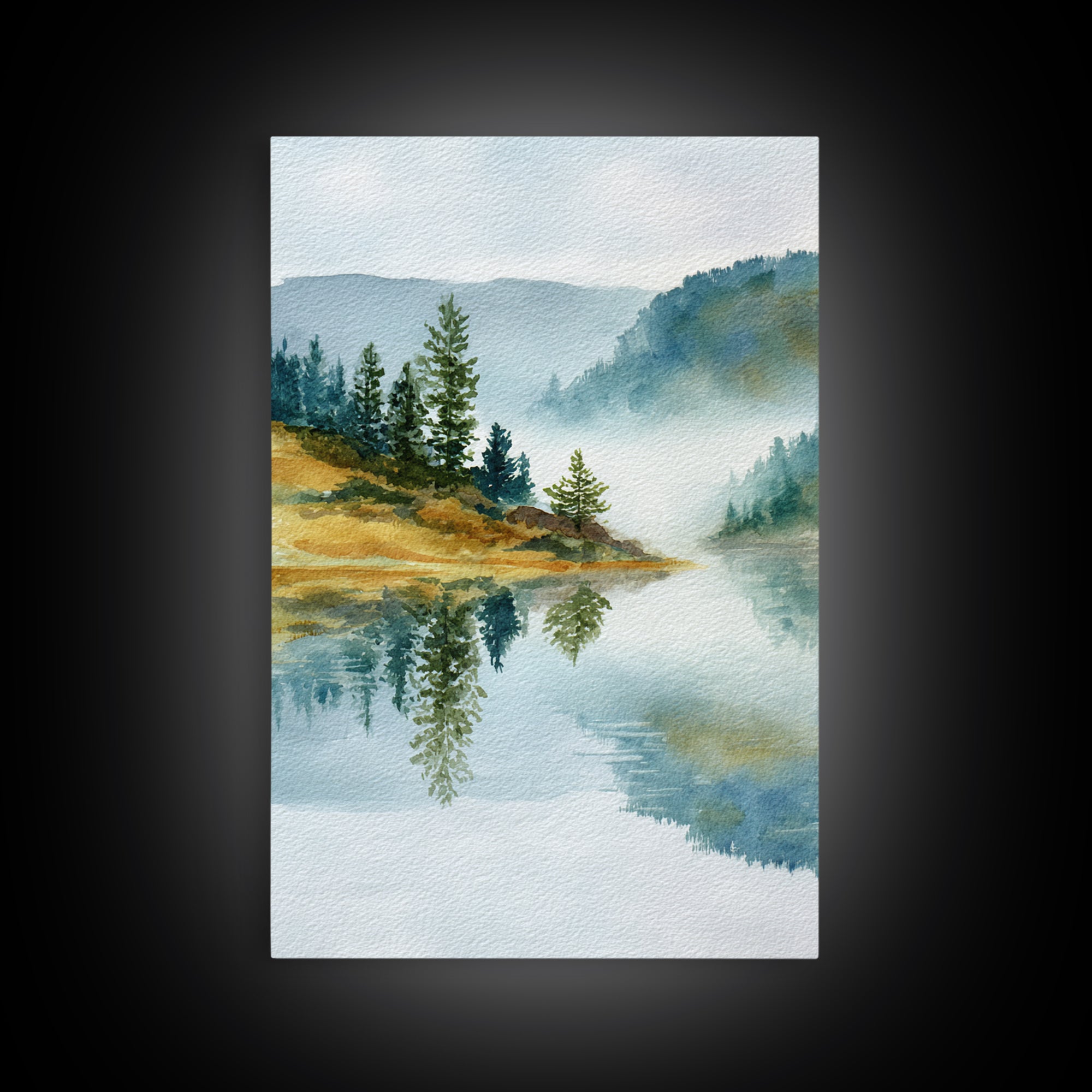 Misty Mountain Lake Canvas Print, Nature Art, Original Painting, Living Room Decor, Fine Art, Nature, Mountain Wall Art, NAT-2x3-61