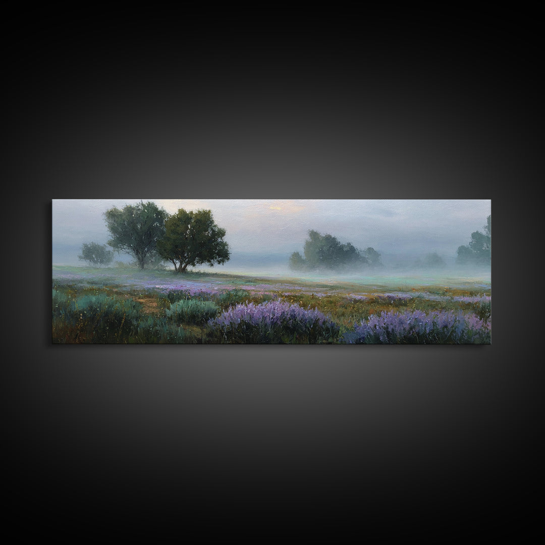 Bees Circling Lavender Blossoms Framed Canvas Print, Nature Art, Nature Wall Art, Living Room Decor, Fine Art, Nature, NAT-3x1-15