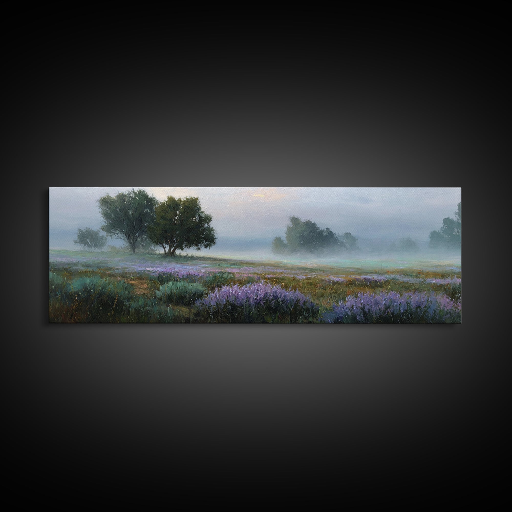 Bees Circling Lavender Blossoms Framed Canvas Print, Nature Art, Nature Wall Art, Living Room Decor, Fine Art, Nature, NAT-3x1-15