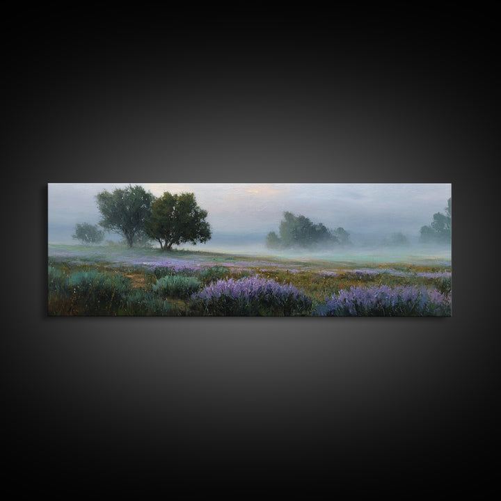 Bees Circling Lavender Blossoms Framed Canvas Print, Nature Art, Nature Wall Art, Living Room Decor, Fine Art, Nature, NAT-3x1-15