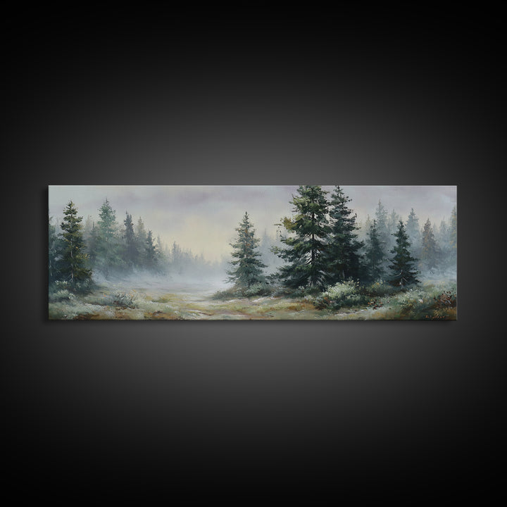 Mushroom Cluster in Enchanted Woodland Framed Canvas Print, Nature Art, Art, Living Room Decor, Oil Painting, Nature, NAT-3x1-47