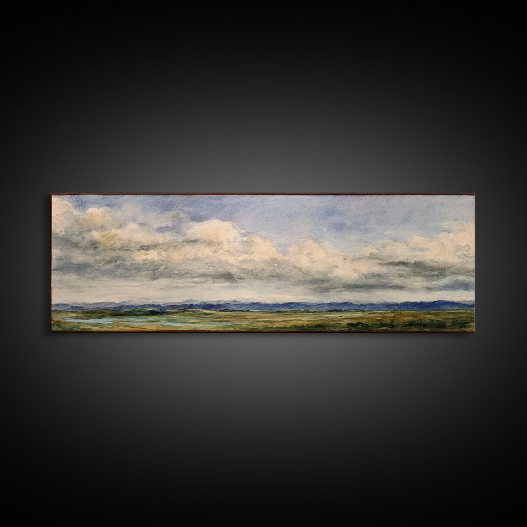 Storm Clouds over a Rolling Prairie Canvas Print, Nature Art, Landscape Art, Living Room Decor, Fine Art, Nature, Boho Decor, NAT-3x1-54