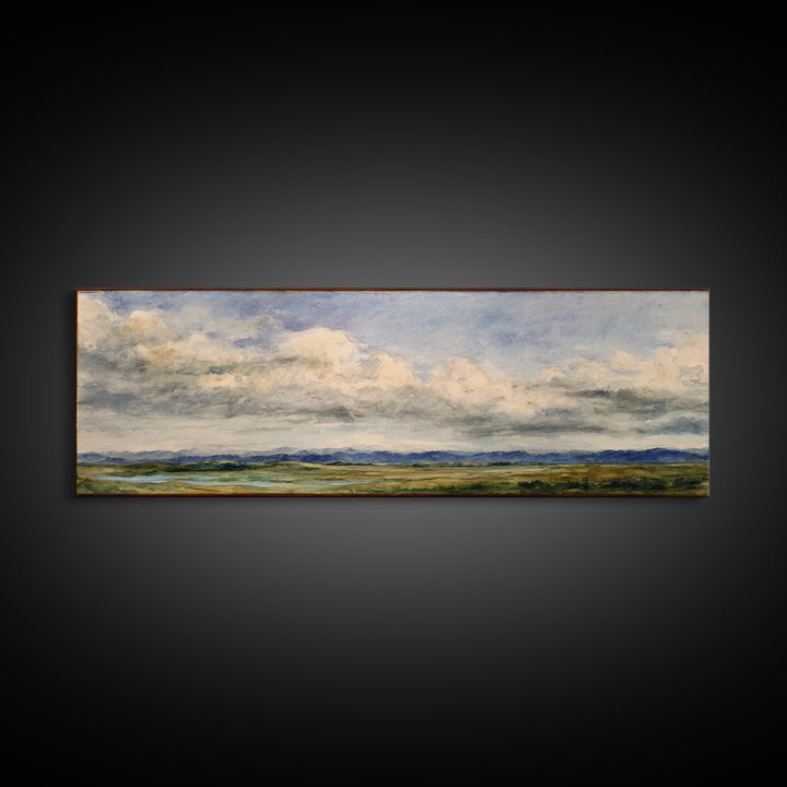 Storm Clouds over a Rolling Prairie Canvas Print, Nature Art, Landscape Art, Living Room Decor, Fine Art, Nature, Boho Decor, NAT-3x1-54