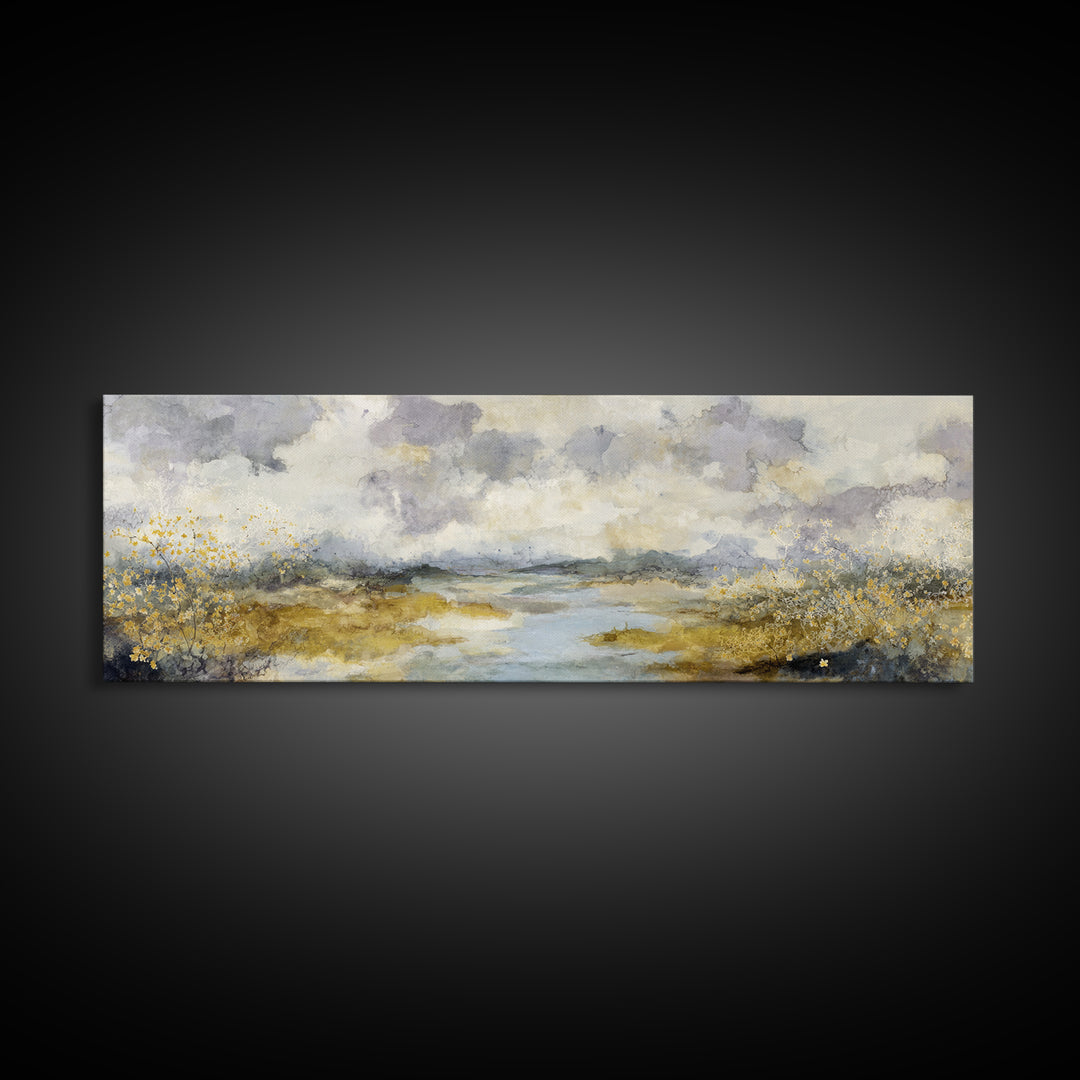 Bees Circling Lavender Blossoms Framed Canvas Print, Nature Art, Room Decor, Living Room Decor, Fine Art, Nature, Wall Hangings, NAT-3x1-63