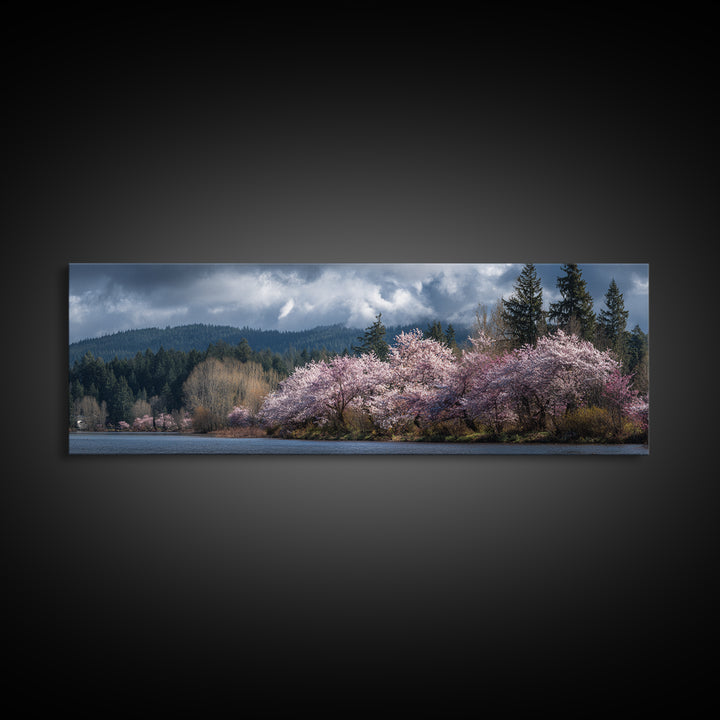 Spring Cherry Blossoms Canvas Print, Nature Art, Poster, Living Room Decor, Fine Art, Nature, Abstract Wall Art, 3d Wall Art, NAT-3x1-80