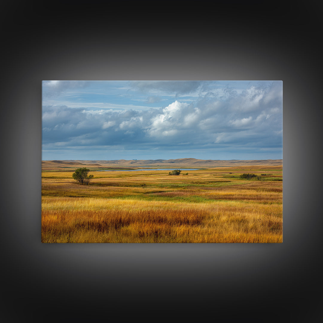 Storm Clouds over a Rolling Prairie Canvas Print, Nature Art, Living Room Decor, Fine Art, Nature, Ocean Art, Bird Wall Art, NAT-3x2-42