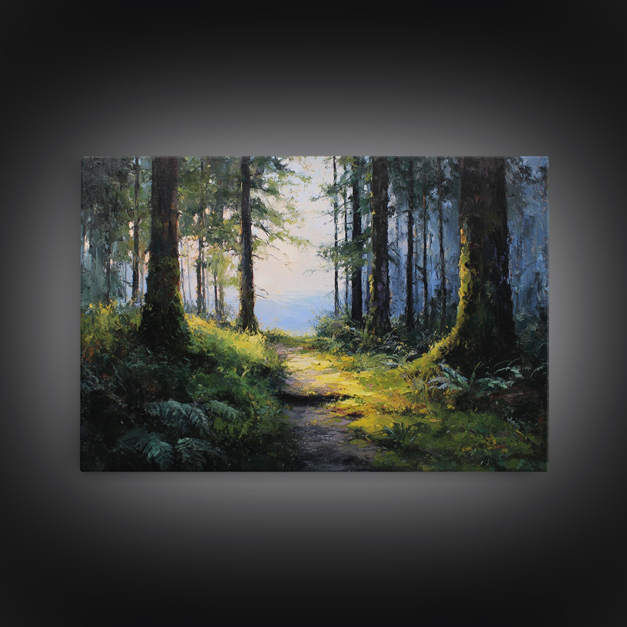 Sunlit Forest Path Canvas Print, Nature Art, Digital Download Art, Living Room Decor, Fine Art, Nature, Luxury Decor, NAT-3x2-53
