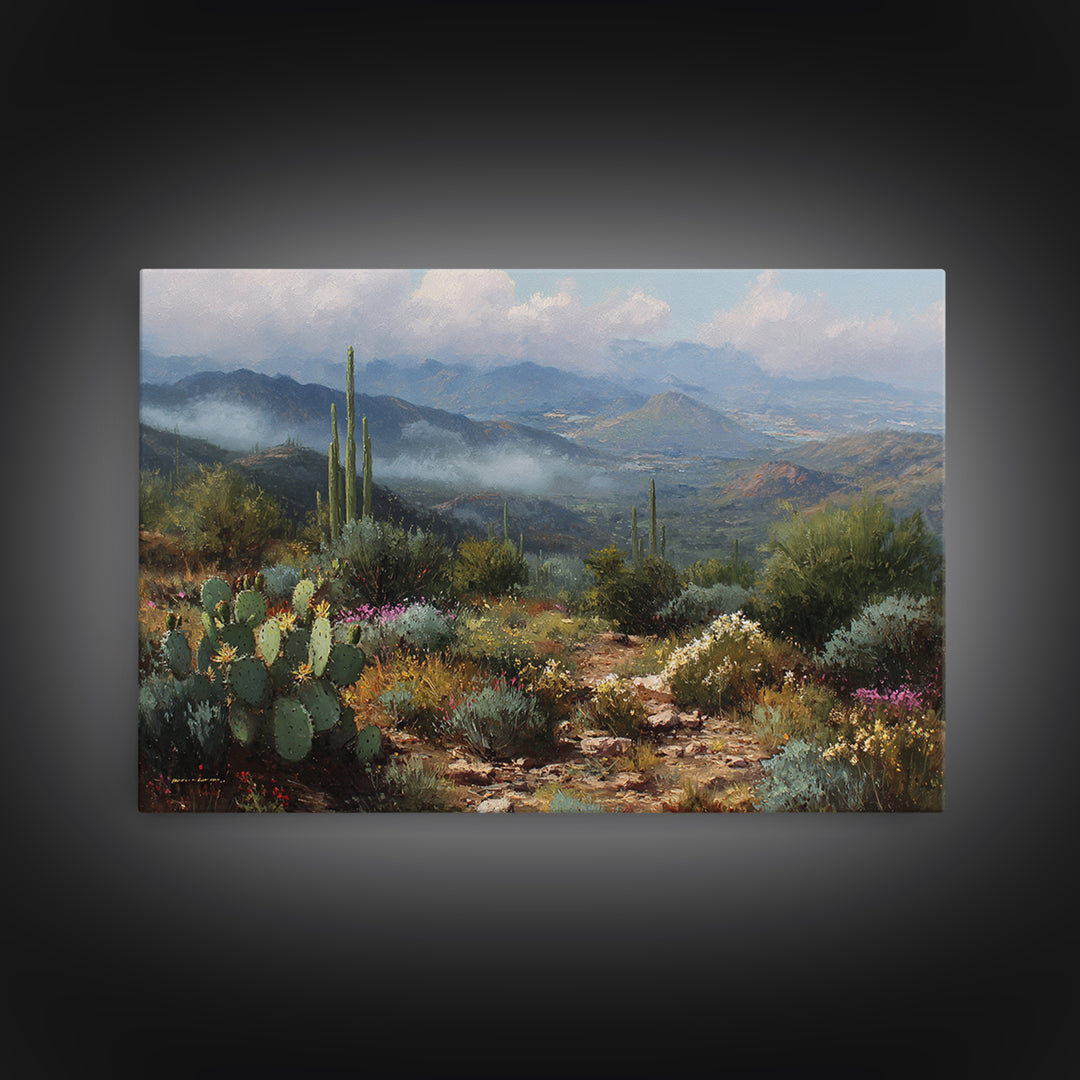 Desert Cactus Blooming After Rain Canvas Print, Nature Art, Modern Decor, Living Room Decor, Fine Art, Nature, Home Decor, NAT-3x2-72