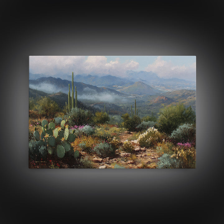 Desert Cactus Blooming After Rain Canvas Print, Nature Art, Modern Decor, Living Room Decor, Fine Art, Nature, Home Decor, NAT-3x2-72