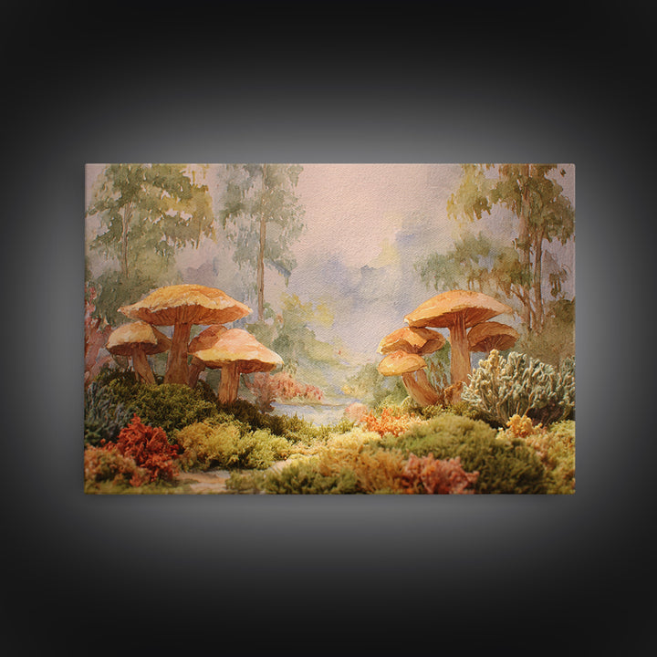 Mushroom Cluster in Enchanted Woodland Canvas Print, Nature Art, Wall Art, Living Room Decor, Fine Art, Nature, Wood Wall Art, NAT-3x2-83