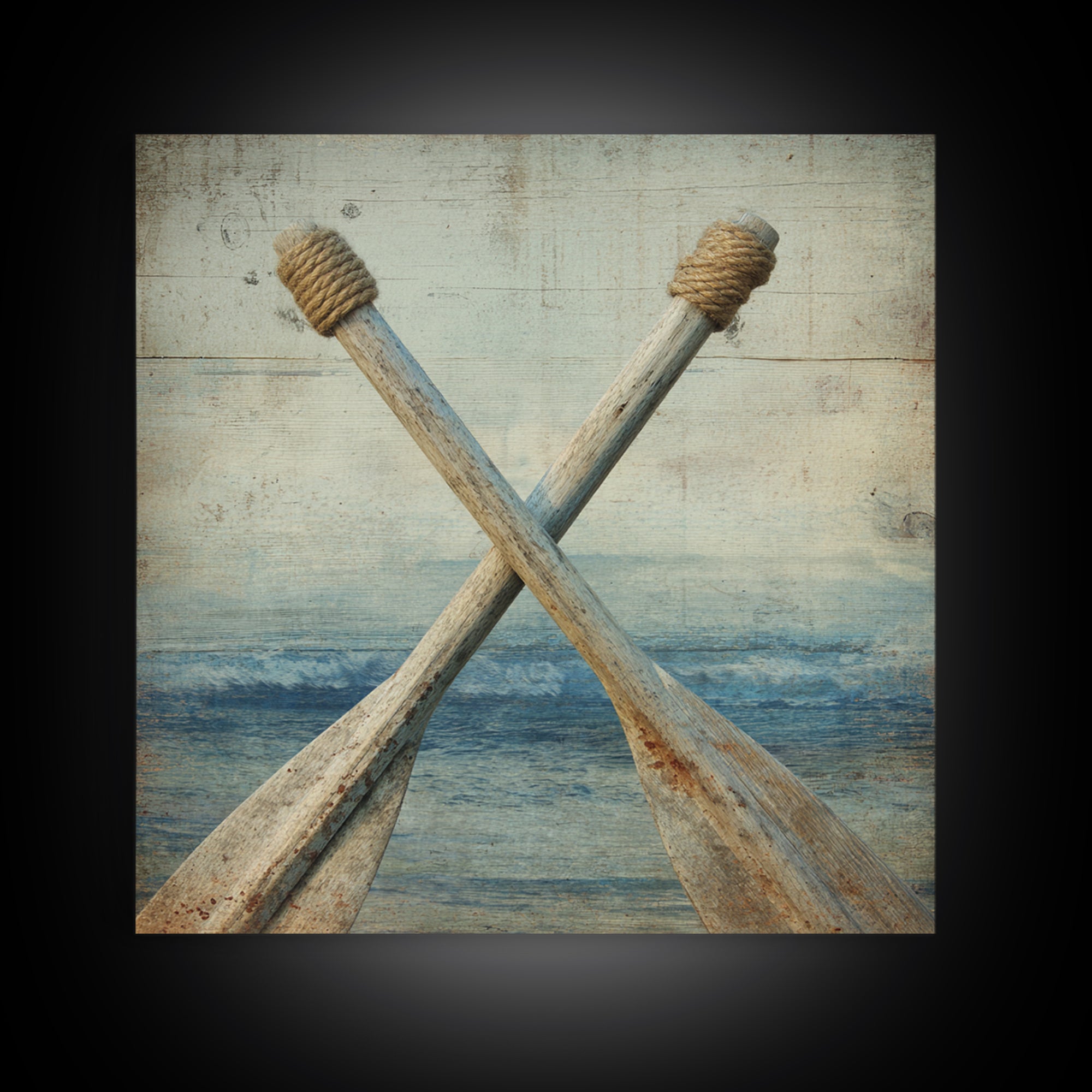 Weathered Oars Crossed Canvas Print, Nautical Art, Coastal Wall Art, Coastal Decor, Harbor, Neutral Decor, Modern Decor, NAU-1x1-35