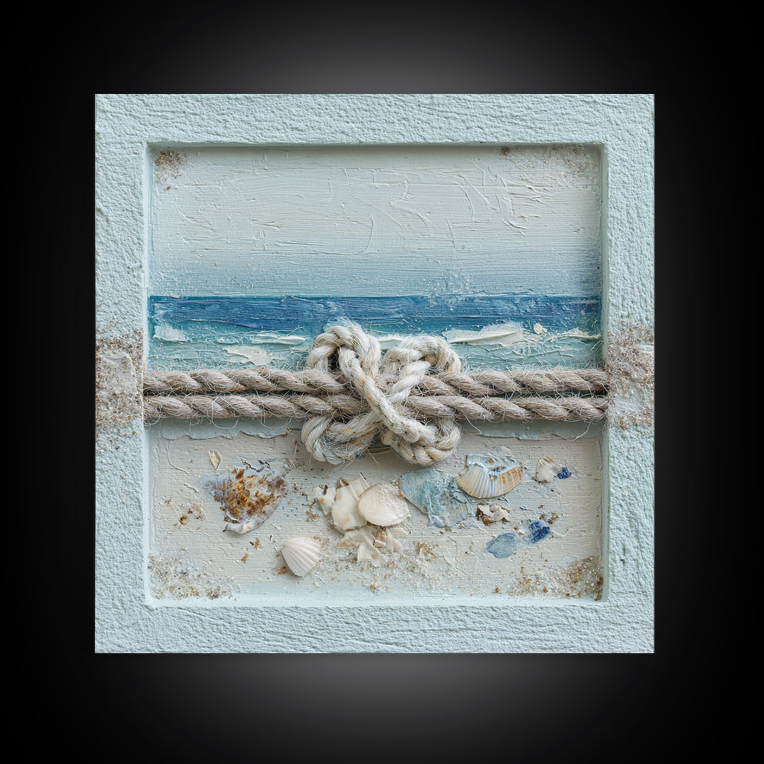 Lobster and Rope Coastal Illustration Framed Canvas Print, Nautical Art, Beach Decor, Coastal Decor, Fine Art, Harbor, NAU-1x1-68
