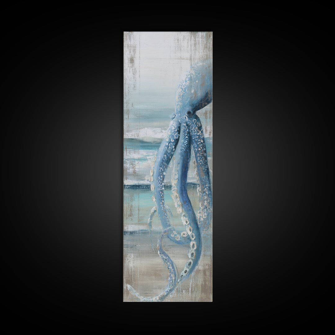 Octopus Wrapped Around an Anchor Canvas Print, Nautical Art, Oil Painting, Coastal Decor, Fine Art, Harbor, Beach Decor, NAU-1x3-25