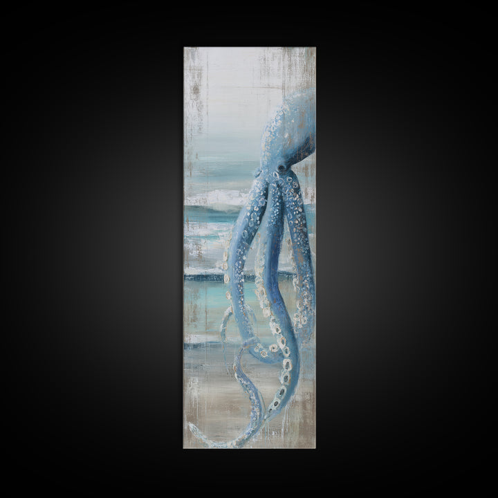 Octopus Wrapped Around an Anchor Canvas Print, Nautical Art, Oil Painting, Coastal Decor, Fine Art, Harbor, Beach Decor, NAU-1x3-25