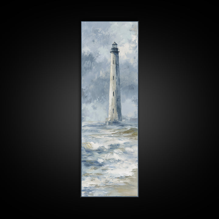 Lighthouse Standing Against Stormy Waves Canvas Print, Nautical Art, Nautical Decor, Coastal Decor, Fine Art, Harbor, NAU-1x3-39