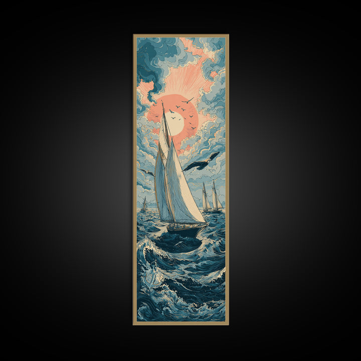 Sailor Tattoo Swallow and Anchor Framed Canvas Print, Nautical Art, Coastal Wall Decor, Coastal Decor, Fine Art, Harbor, NAU-1x3-83