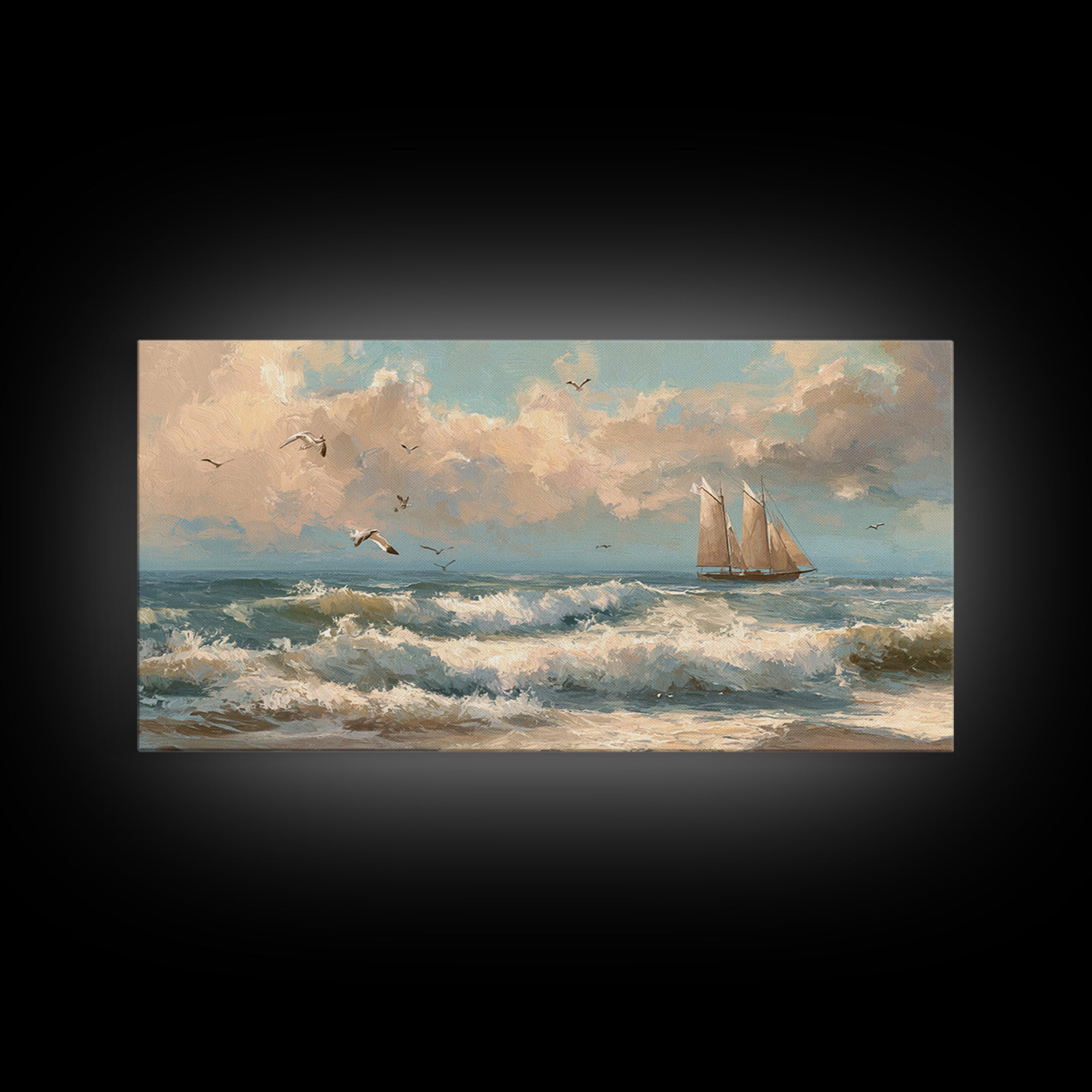 Sea Captain Portrait Framed Canvas Print, Nautical Art, Boho Decor, Coastal Decor, Fine Art, Harbor, Painting, Art Print, NAU-2x1-27
