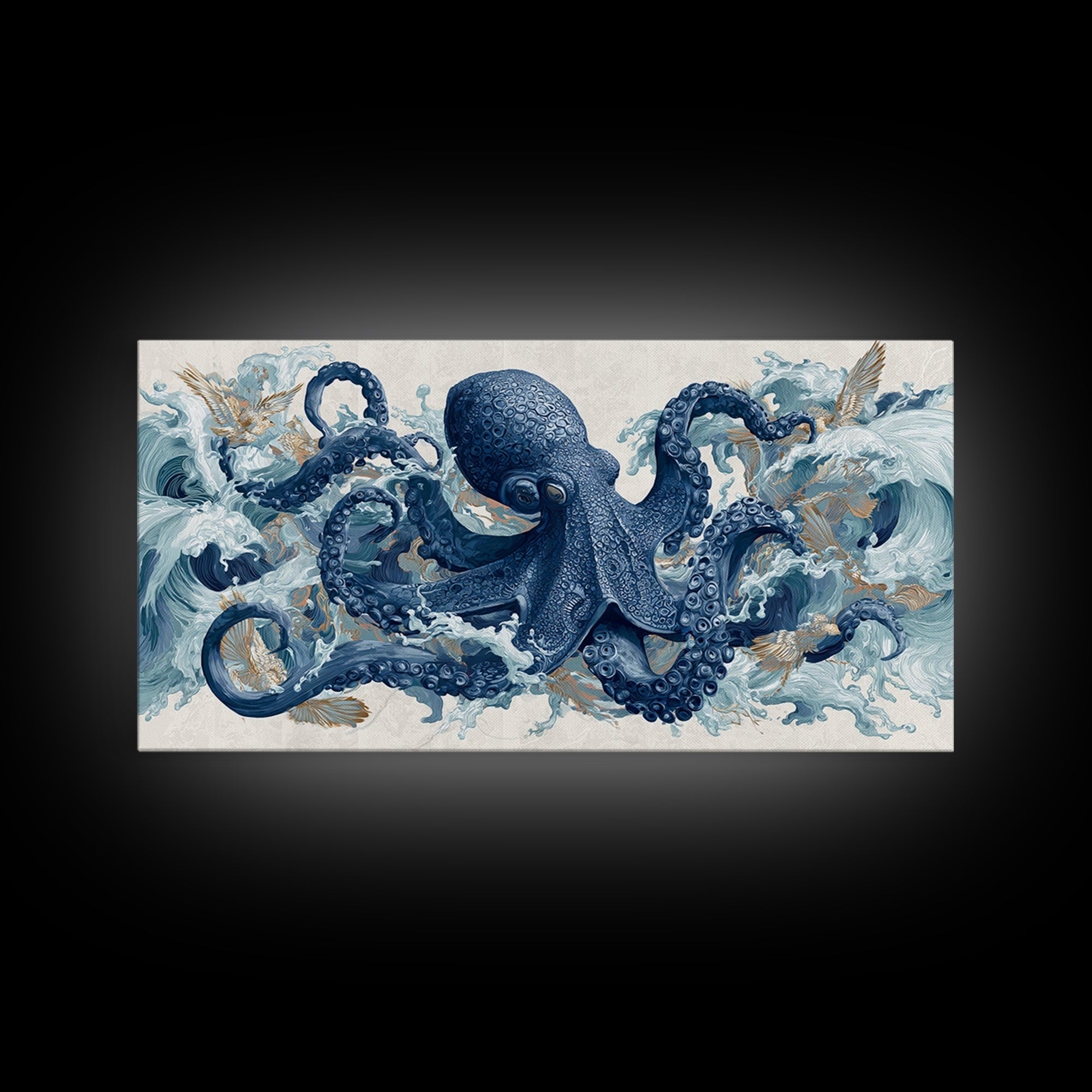 Octopus Wrapped Around an Anchor Canvas Print, Nautical Art, Oil Painting, Coastal Decor, Fine Art, Harbor, Beach Decor, NAU-2x1-57
