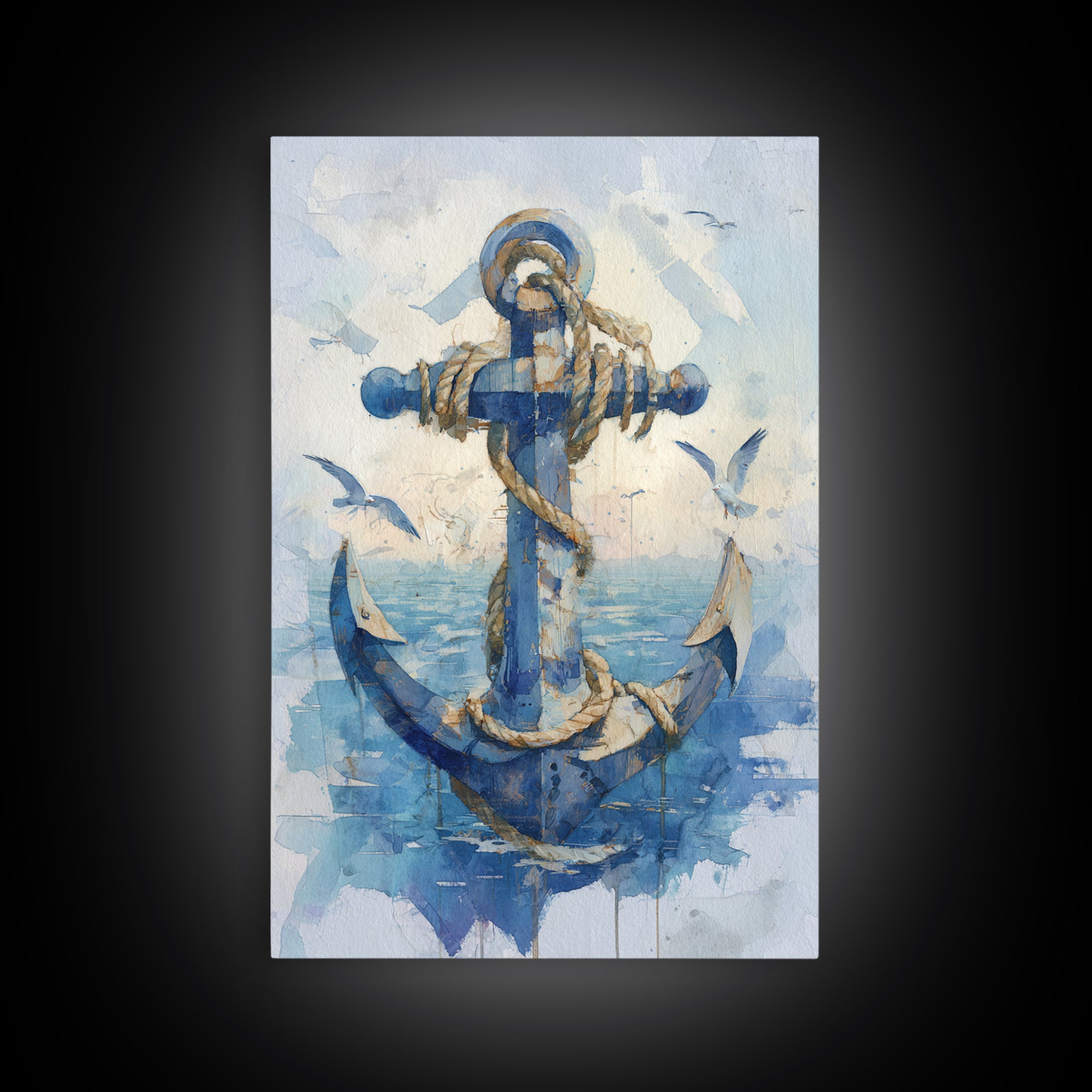 Octopus Wrapped Around an Anchor Canvas Print, Nautical Art, Digital Print, Coastal Decor, Fine Art, Harbor, Beach Print, NAU-2x3-45