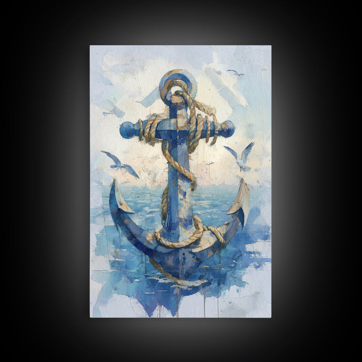 Octopus Wrapped Around an Anchor Canvas Print, Nautical Art, Digital Print, Coastal Decor, Fine Art, Harbor, Beach Print, NAU-2x3-45