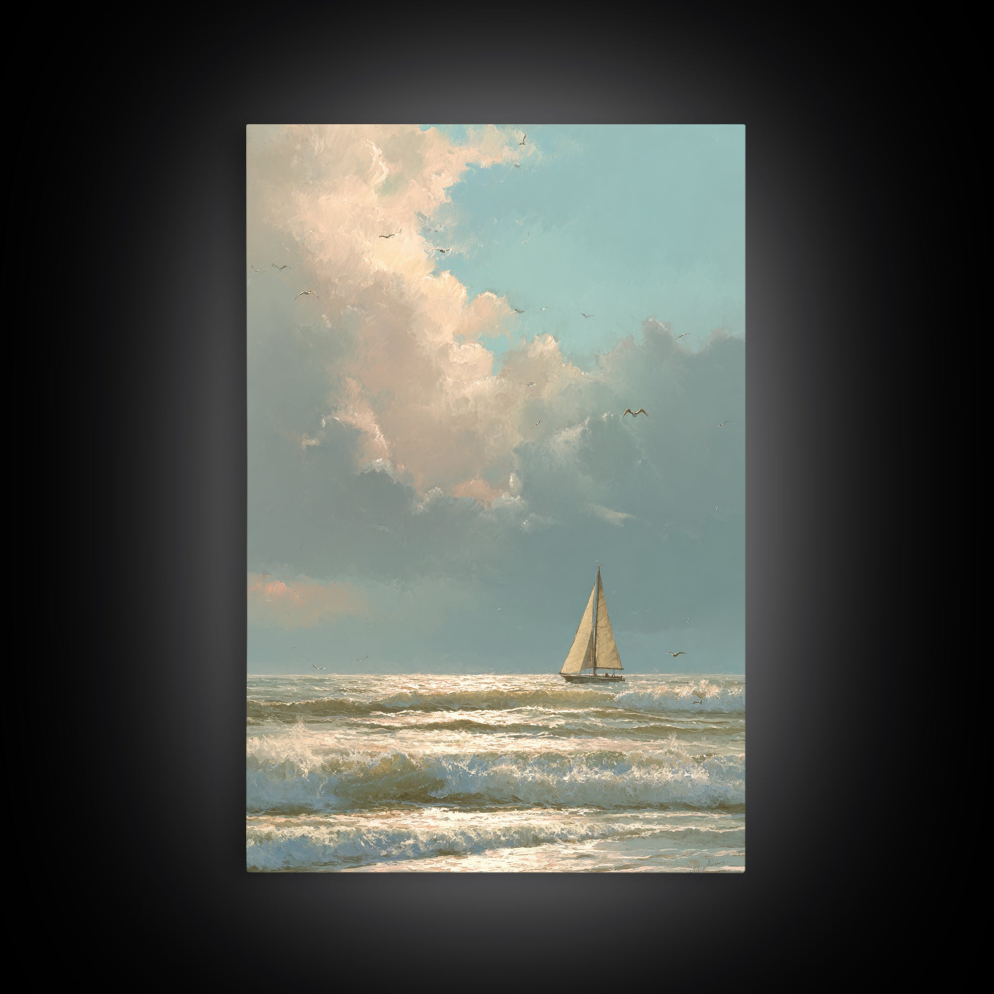 Stormy Cloudscape over Open Ocean Canvas Print, Nautical Art, Printable Wall Art, Coastal Decor, Fine Art, Harbor, Beach Decor, NAU-2x3-5