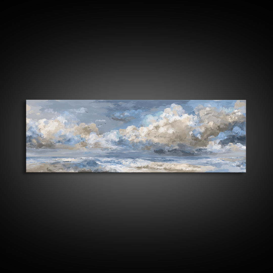 Stormy Cloudscape over Open Ocean Canvas Print, Nautical Art, Nautical Decor, Coastal Decor, Oil Painting, Harbor, NAU-3x1-13