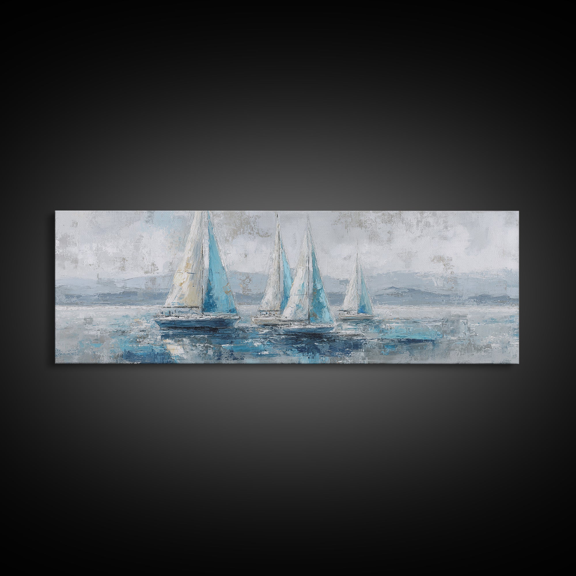 Blueprint Sailboat Technical Drawing Canvas Print, Nautical Art, Neutral Decor, Coastal Decor, Fine Art, Harbor, Home Decor, NAU-3x1-40