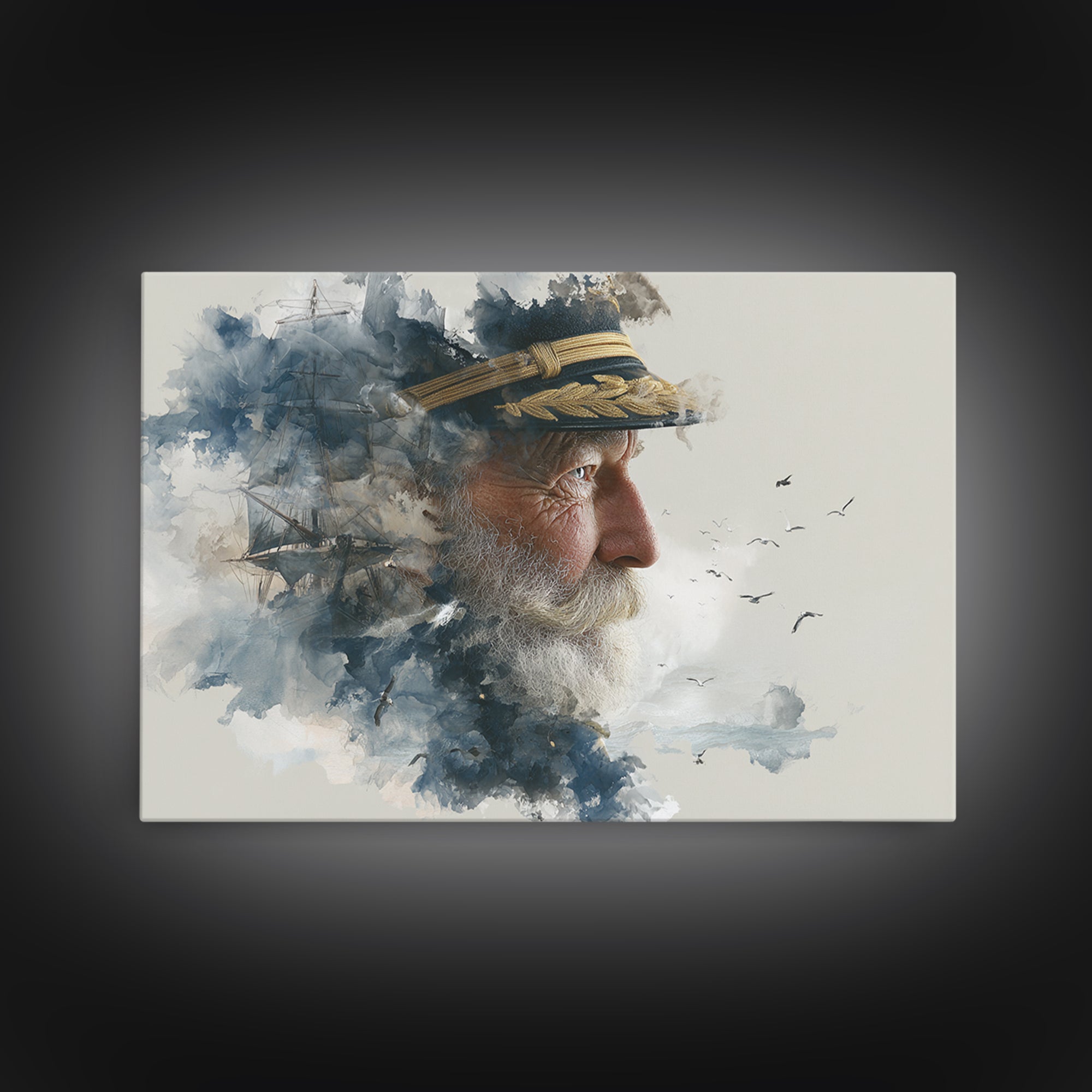 Sea Captain Portrait Canvas Print, Nautical Art, Modern Decor, Coastal Decor, Fine Art, Harbor, Poster, Wall Decor, Painting, NAU-3x2-11