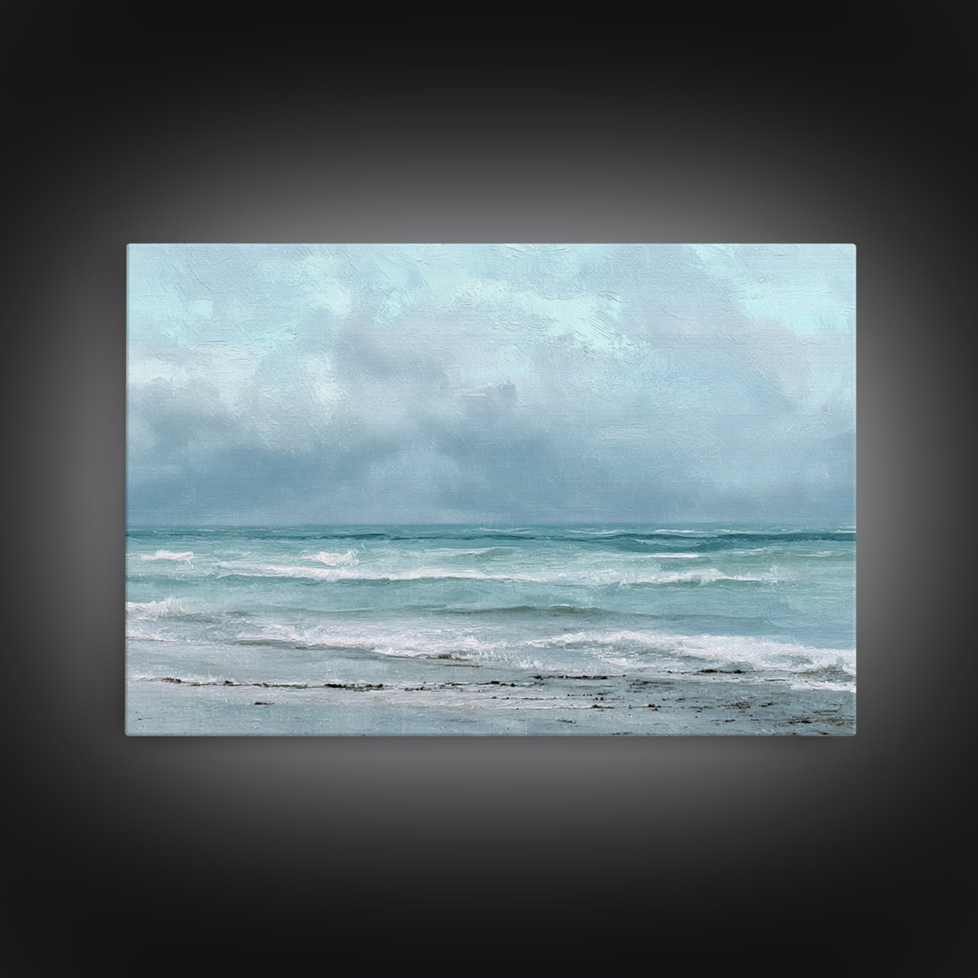 Stormy Cloudscape over Open Ocean Framed Canvas Print, Nautical Art, Gallery Wall, Coastal Decor, Fine Art, Harbor, Room Decor, NAU-3x2-25