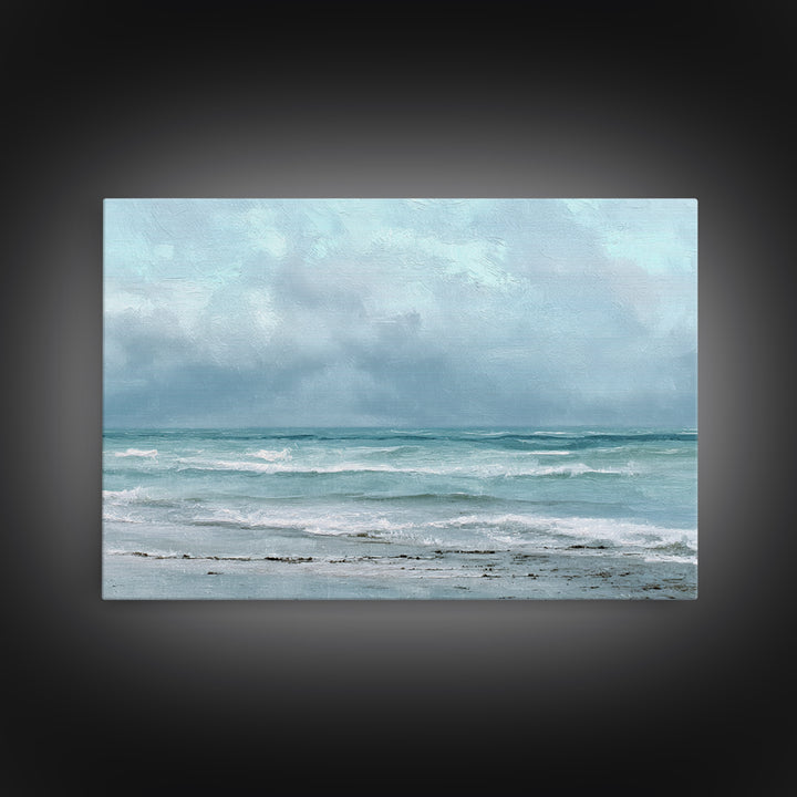 Stormy Cloudscape over Open Ocean Framed Canvas Print, Nautical Art, Gallery Wall, Coastal Decor, Fine Art, Harbor, Room Decor, NAU-3x2-25