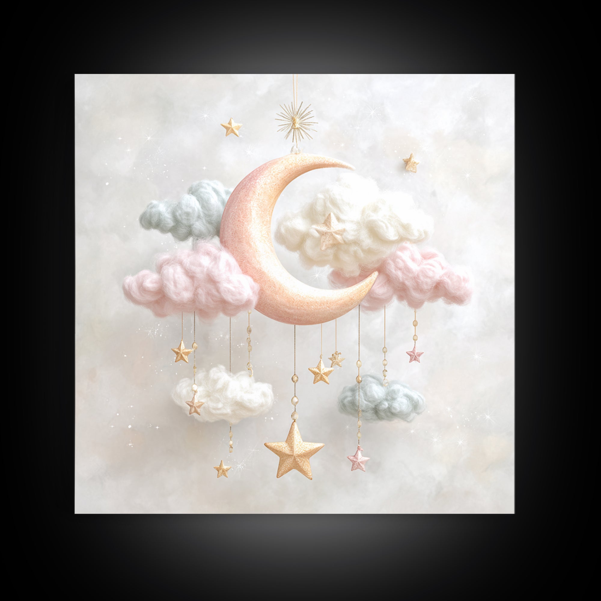 Moon Phase Mobile Canvas Print, Nursery Decor, Wall Decals, Abstract Art, Nursery, Girl Nursery Decor, Nursery Name Sign, NDE-1x1-3
