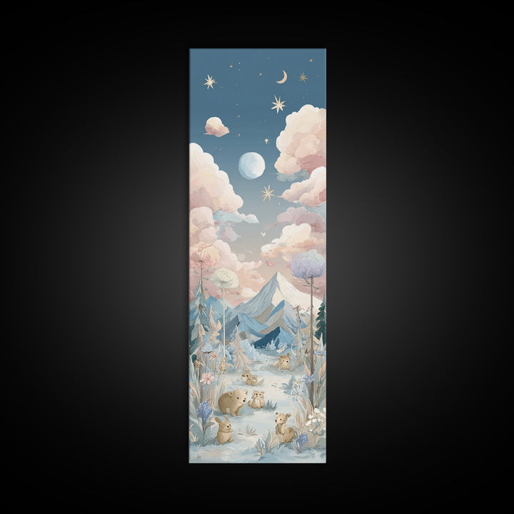Calm Mountain Nursery Landscape Canvas Print, Nursery Decor, Wall Art, Fine Art, Nursery, Nursery Wall Decor, Nursery Art, NDE-1x3-12